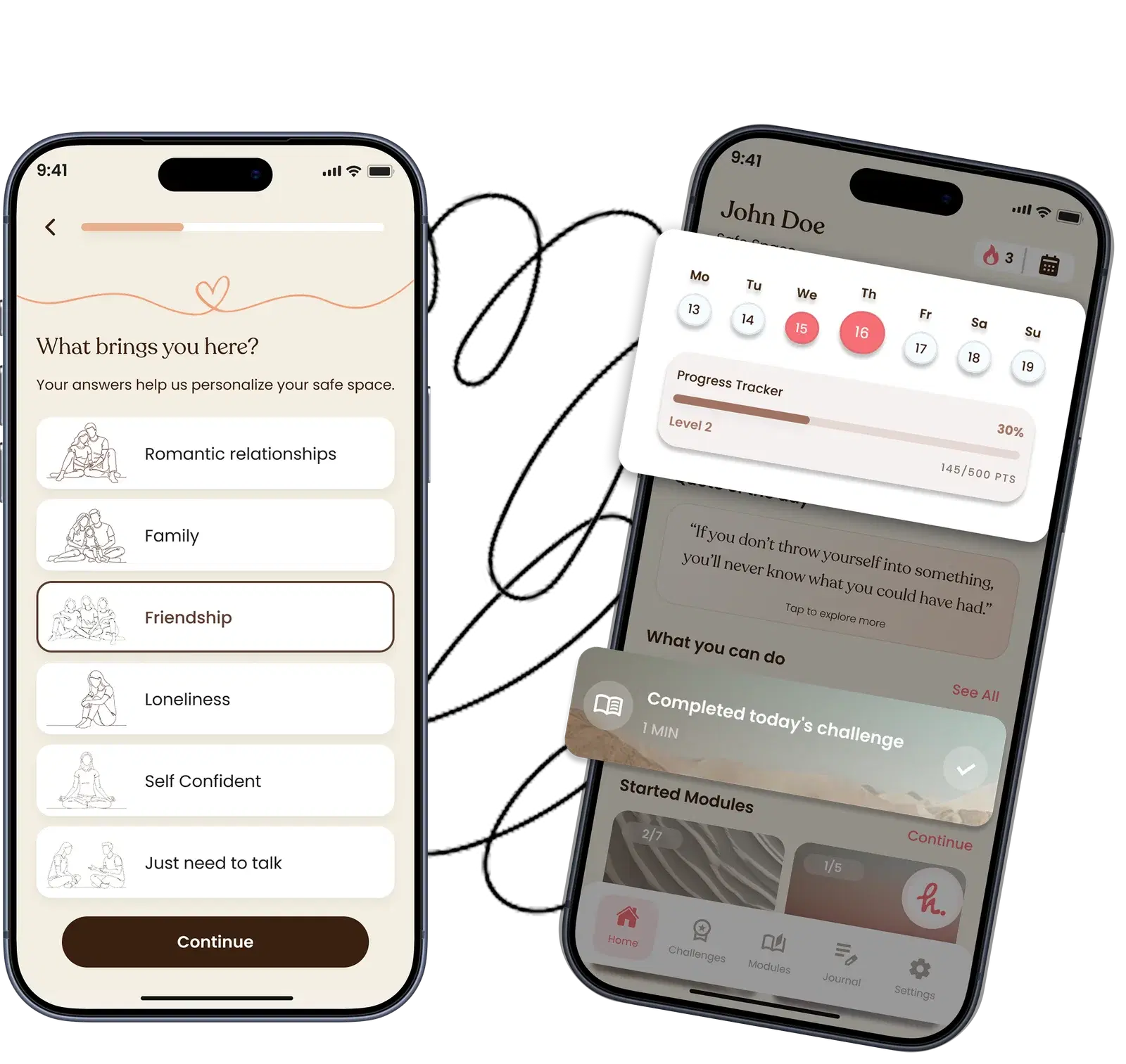 HEAL app preview across two phones